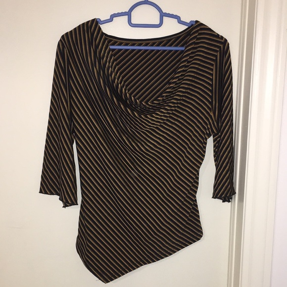 Vintage Gold and Black Asymmetrical Top with Belt - Picture 5 of 9
